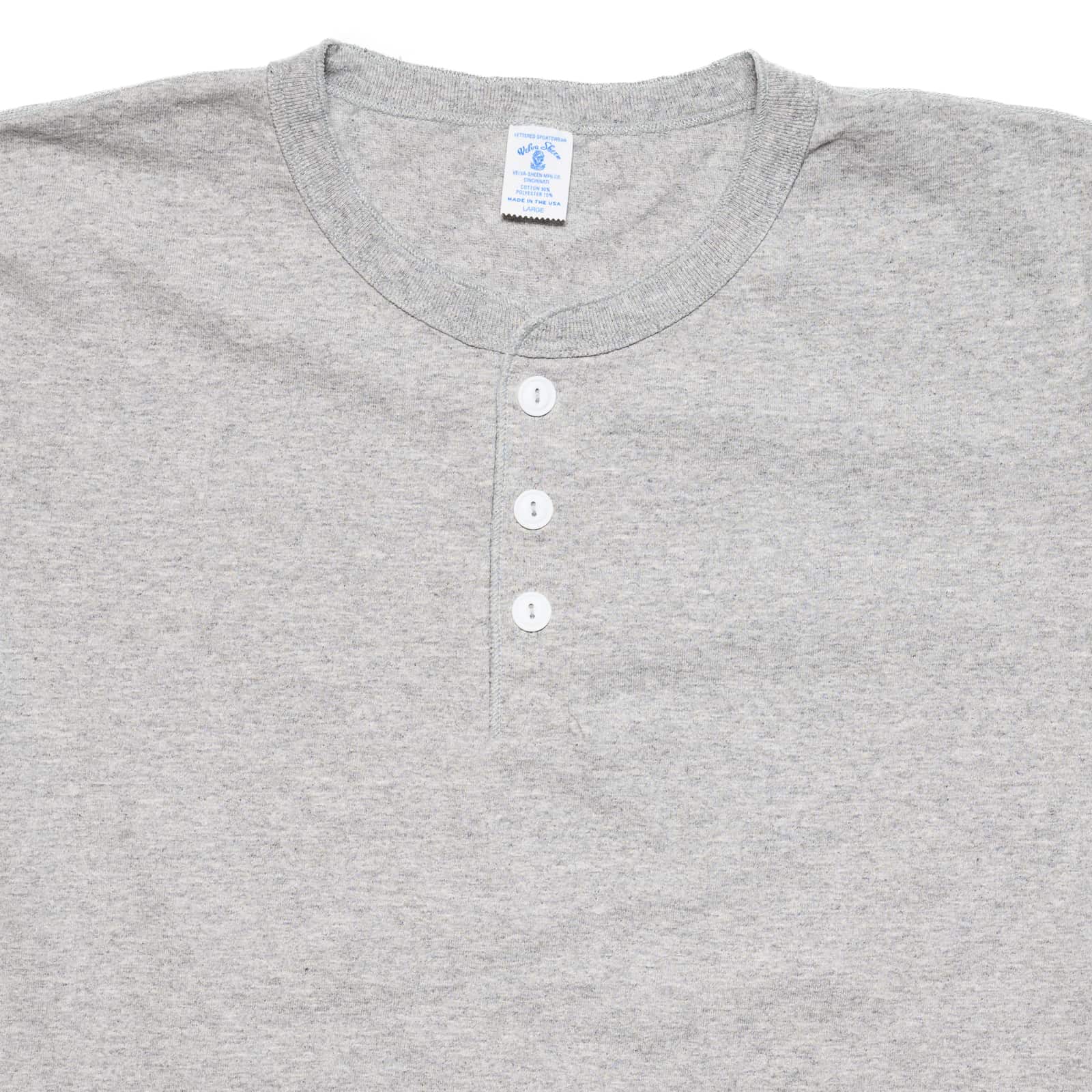 Velva Sheen Short Sleeve Henley Heather Gray Collar