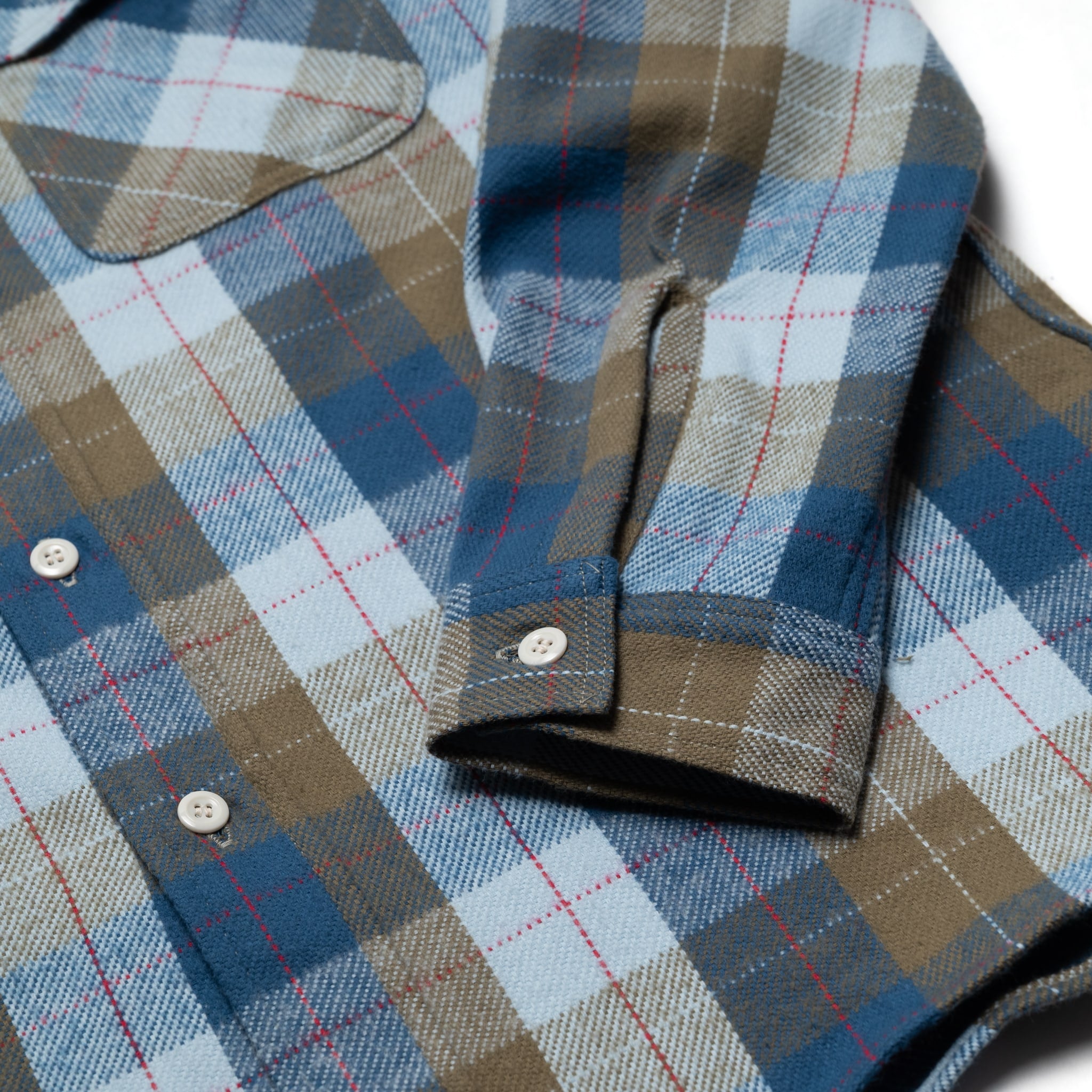 3104-N "E Pattern" Flannel Shirt - Blue