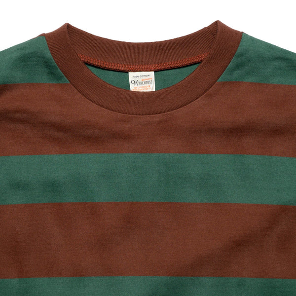 4089 Short Sleeve 3x2 Stripe Tee - Brown/Green