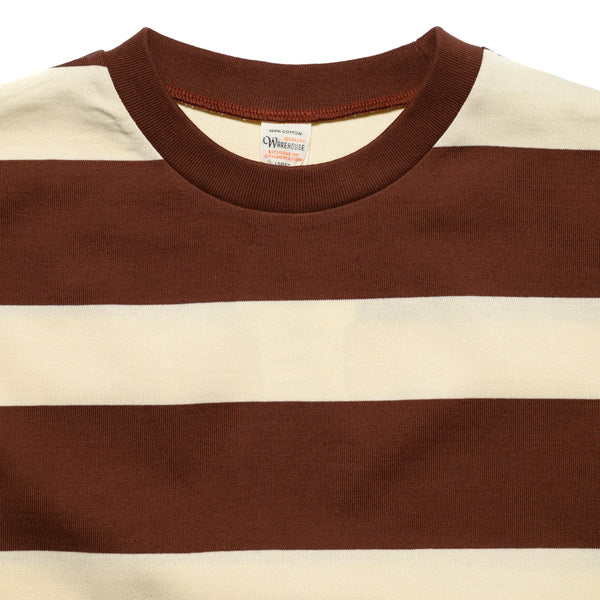 4089 Short Sleeve 3x2 Stripe Tee - Brown/Cream