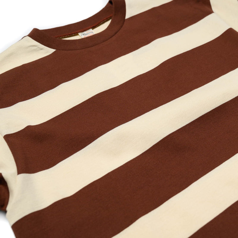 4089 Short Sleeve 3x2 Stripe Tee - Brown/Cream