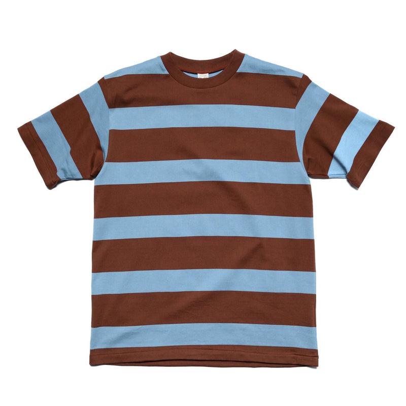 4089 Short Sleeve 3x2 Stripe Tee - Brown/Sax