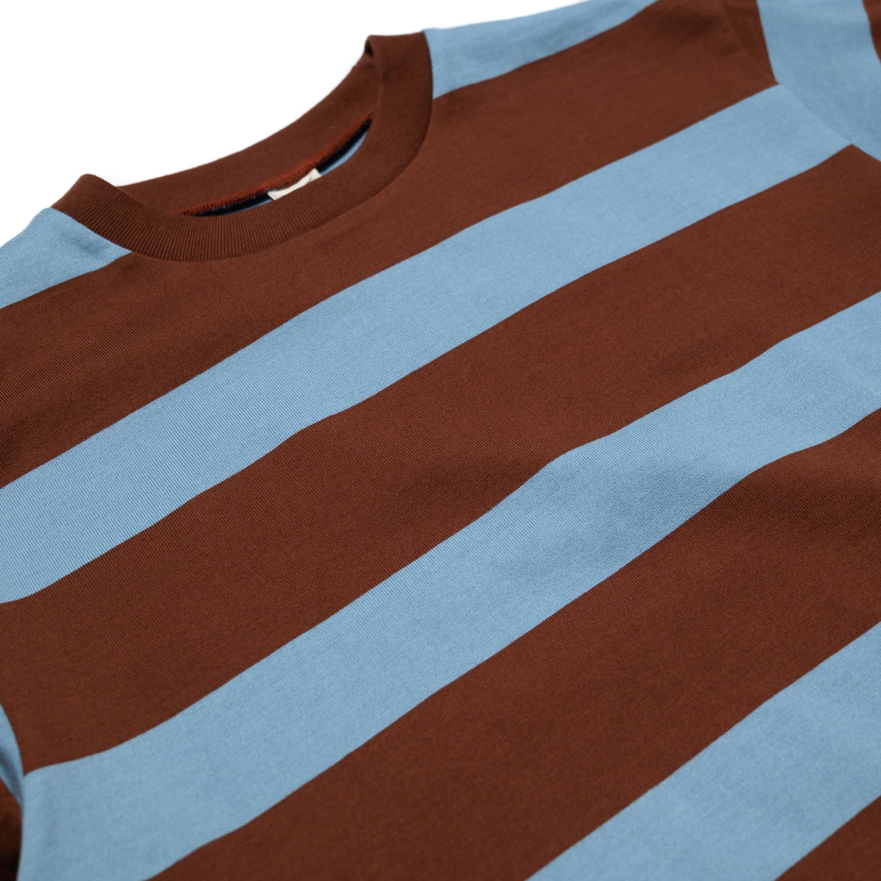 4089 Short Sleeve 3x2 Stripe Tee - Brown/Sax