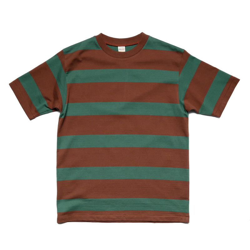 4089 Short Sleeve 3x2 Stripe Tee - Brown/Green