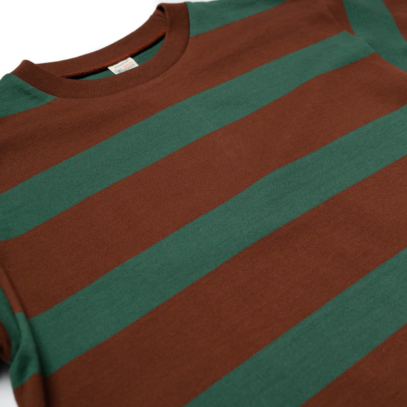 4089 Short Sleeve 3x2 Stripe Tee - Brown/Green