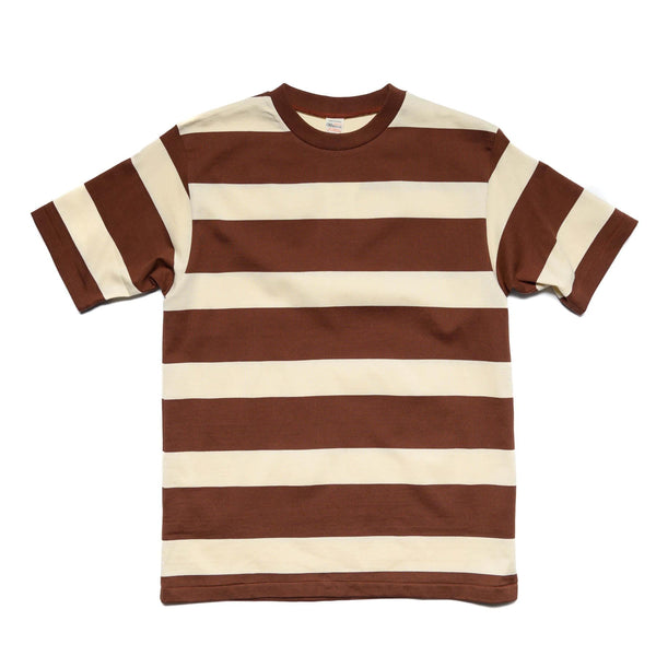 4089 Short Sleeve 3x2 Stripe Tee - Brown/Cream
