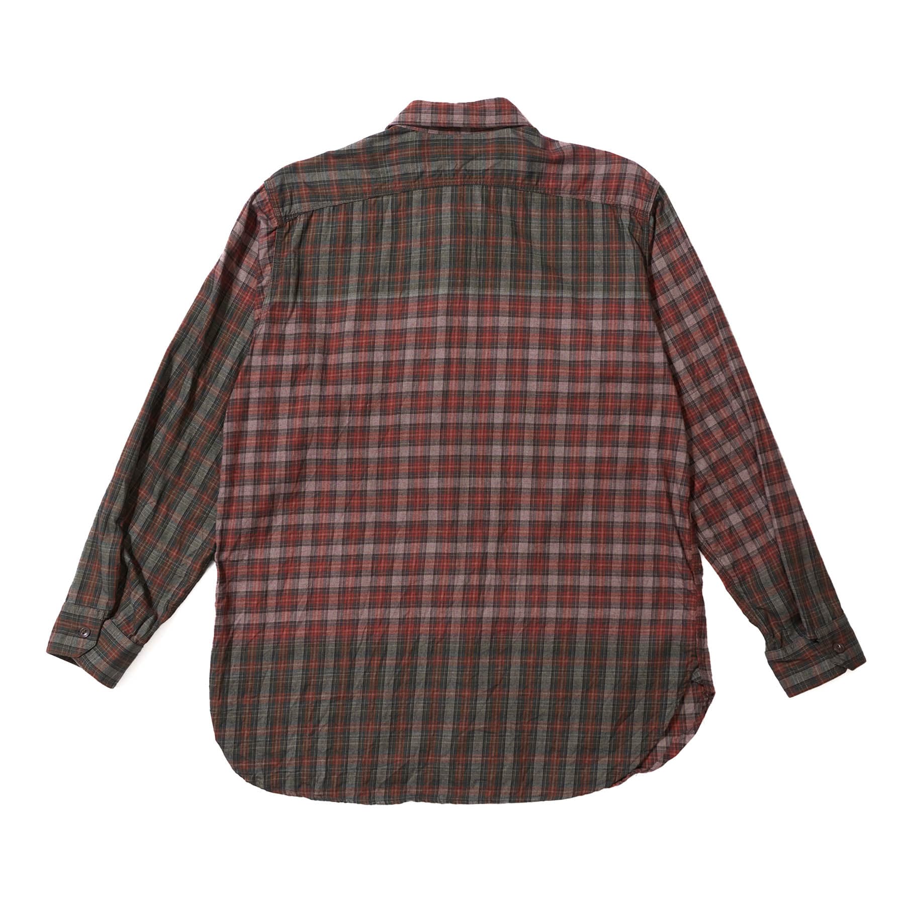 Work Shirt - Olive/Red Cotton Smoky Plaid