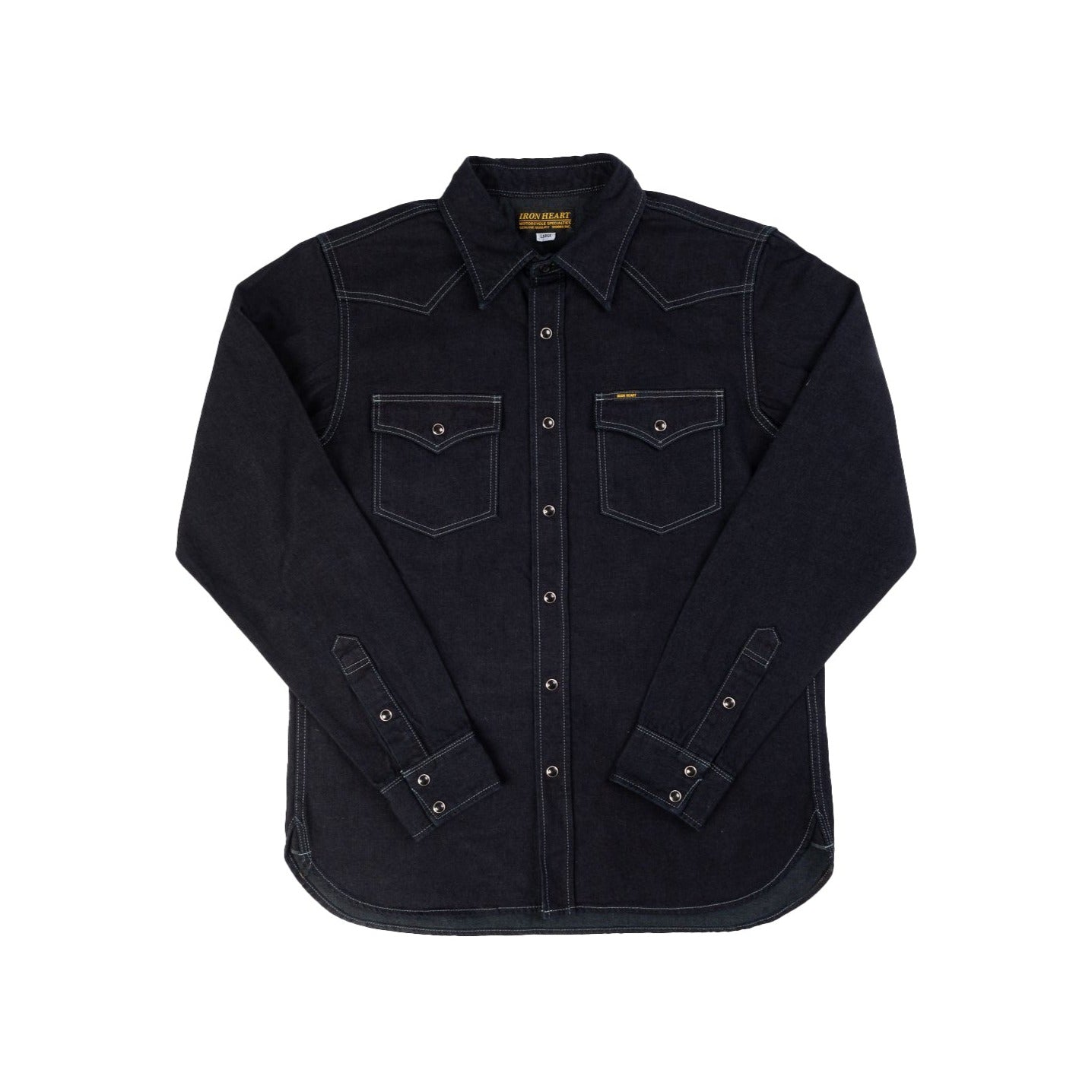 Iron Heart | 10oz Selvedge Denim Western Shirt | Indigo Overdyed Black ...