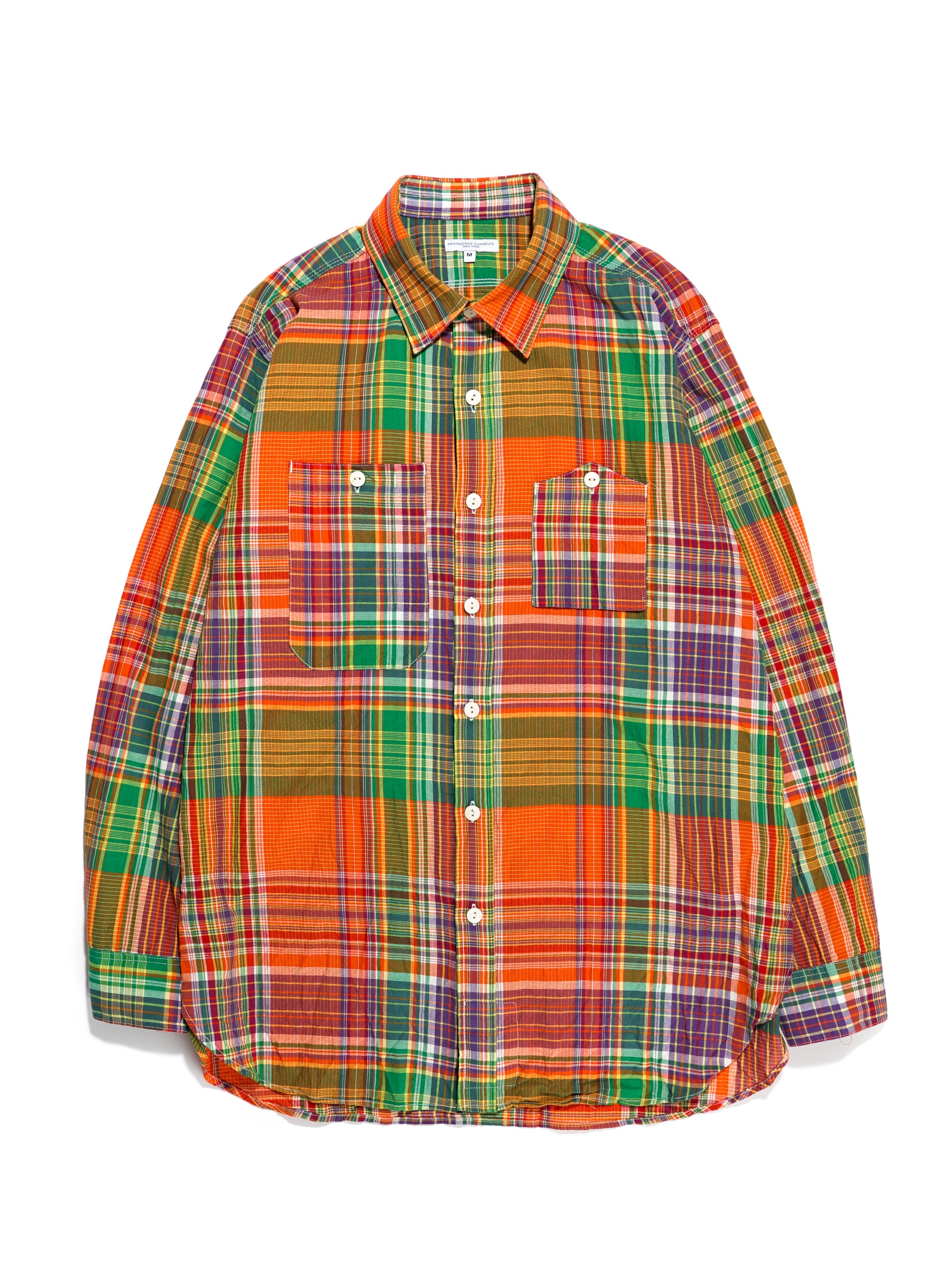 Work Shirt - Orange Cotton Broadcloth Big Plaid