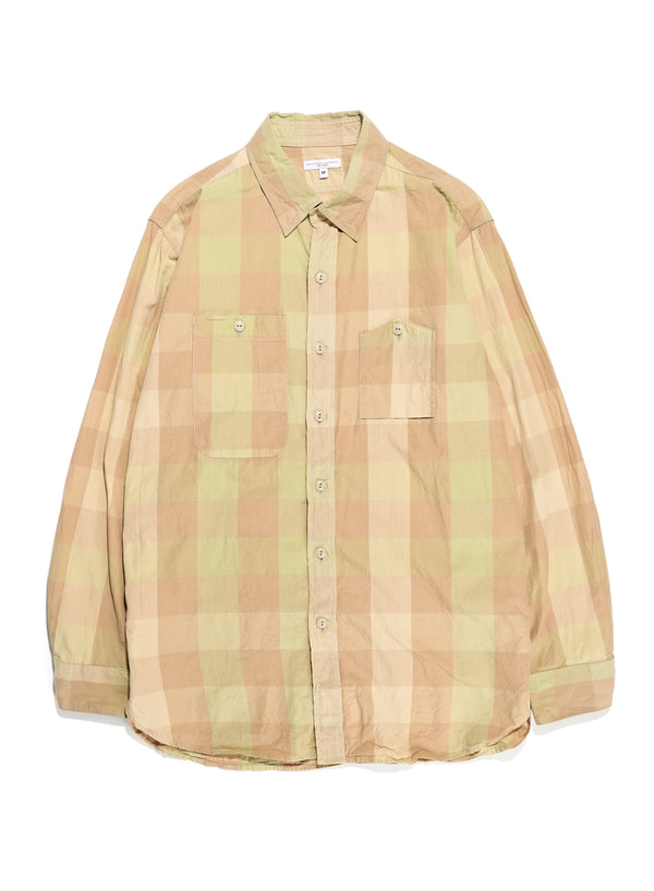 Work Shirt - Khaki/Olive Cotton Block Check