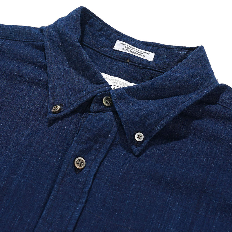 Engineered Garments Popover BD Shirt Navy Cotton Voile Collar Detail