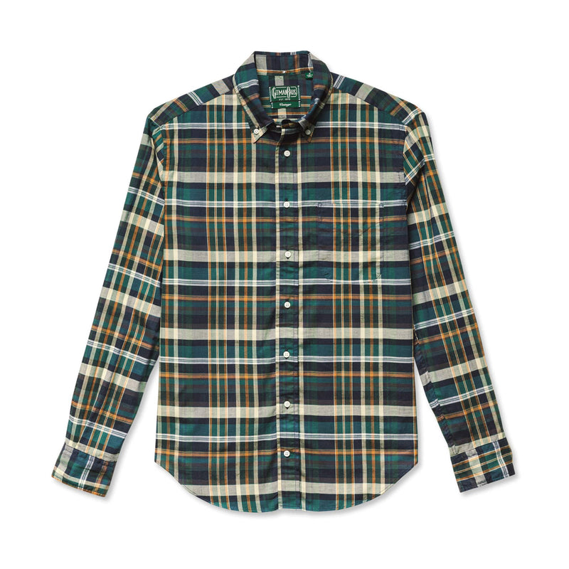 Gitman Vintage Green Archive Madras Long Sleeve Button Down