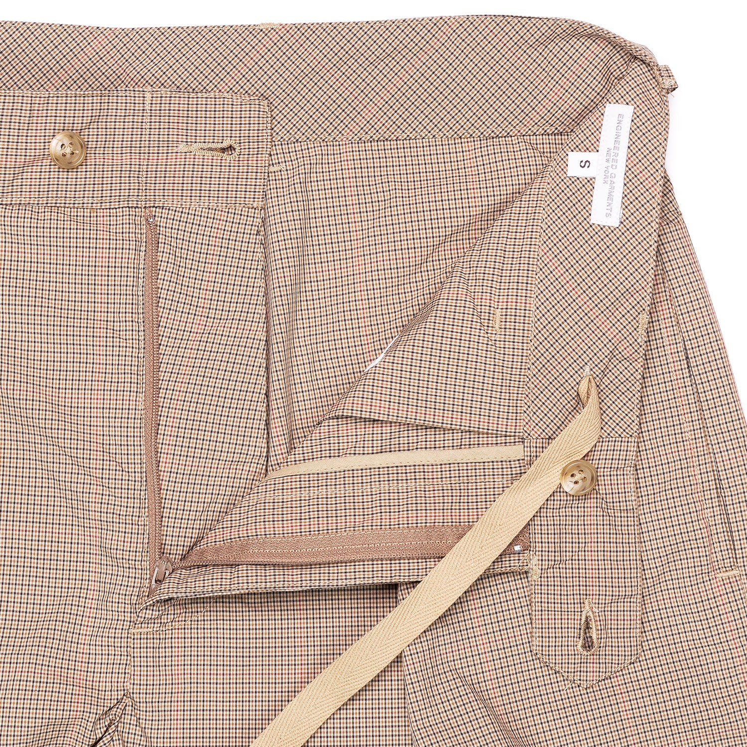 Engineered Garments Sunset Short Khaki Nyco Mini Tattersall Drawstring